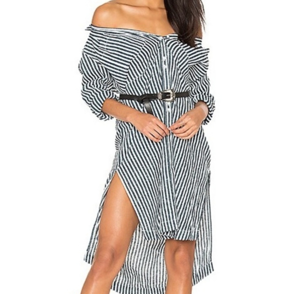 Free People Faded Linen Blend In The Morning Shirt Dress